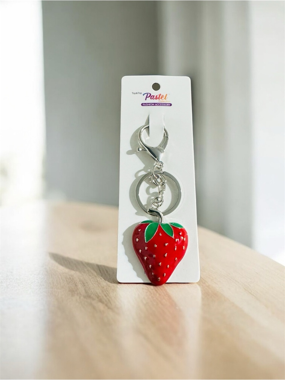 Strawberry Silver Bag Charm & Keychain